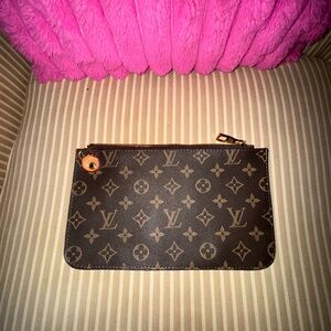 Louis Vuitton Brown Monogram Clutch with Gold Accents
